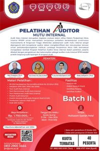 Read more about the article Undangan Pelatihan Auditor Mutu Internal bagi Peserta Eksternal UMS Tahun 2024 #Batch 2